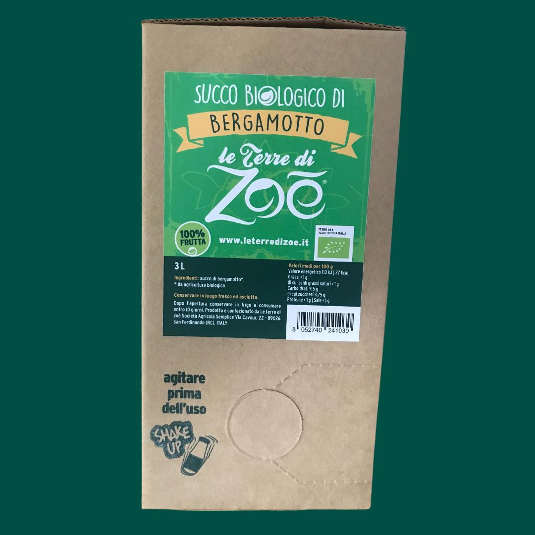 Succo Bergamotto biologico di Calabria 100% formato Bag in Box 3L Le terre di zoè 1